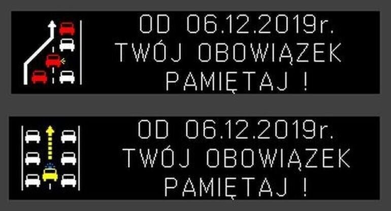 Od 6 grudnia korytarz życia i jazda na suwak obowiązkowe. Będą komunikaty przy drogach