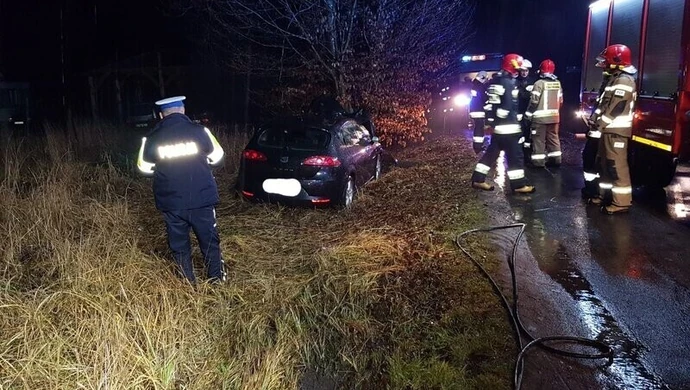 W Kole samochód uderzył w drzewo