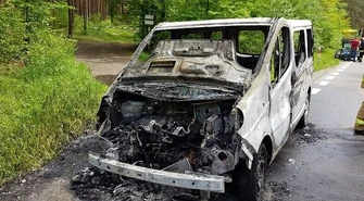 Pożar busa w gminie Moszczenica