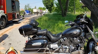 Dwa motocykle i osobówka zderzyły się w Przygłowie