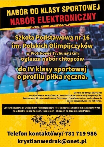 Chcesz być szczypiornistą Zapisz się do klasy sportowej