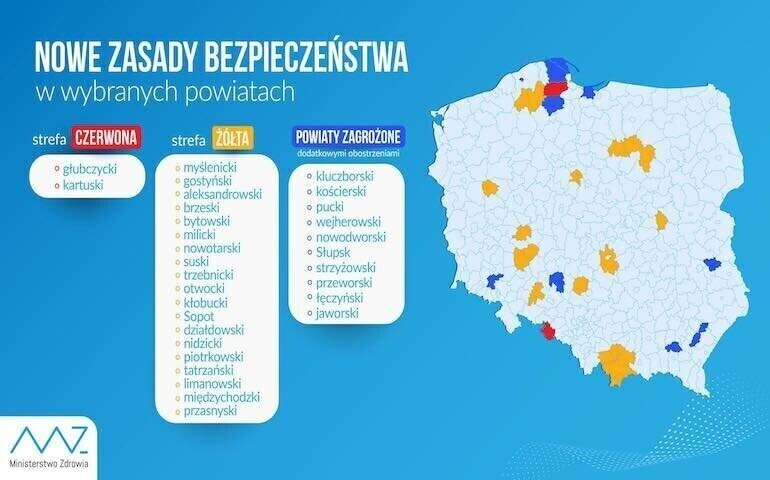 Żółta strefa w powiecie piotrkowskim. Co to oznacza