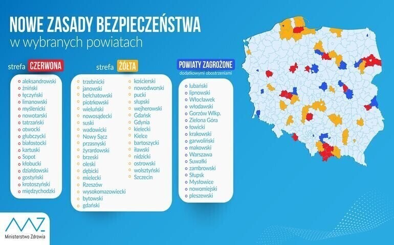 Bełchatów i powiat bełchatowski w strefie żółtej