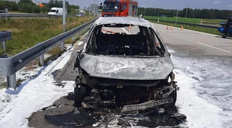 Pożar samochodu w Srocku