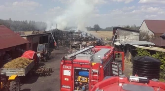 Pożar stodoły w gminie Rozprza