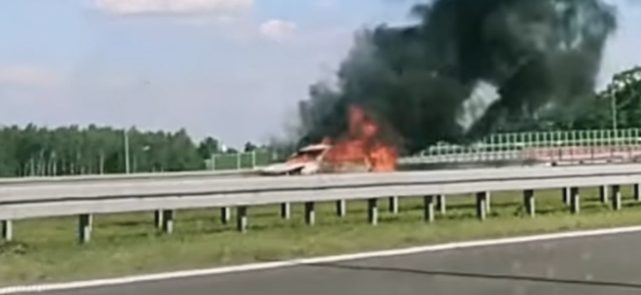 Pożar samochodu na A1