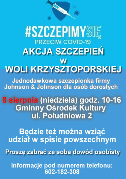 Będzie się można zaszczepić i spisać w Woli Krzysztoporskiej