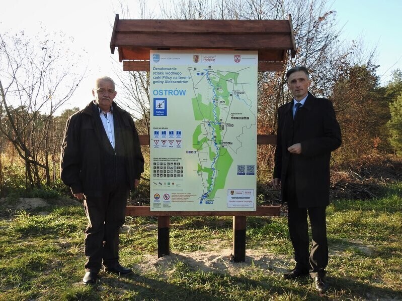 Oznakowanie szlaku wodnego Pilicy w gm. Aleksandrów