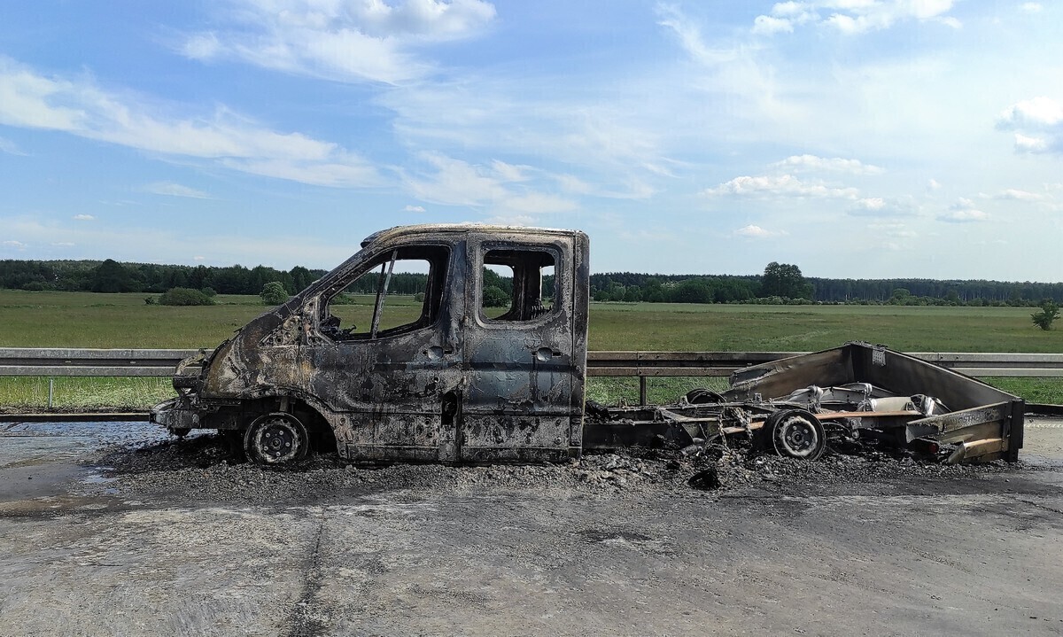 Pożar dostawczaka na S8 ZDJĘCIA