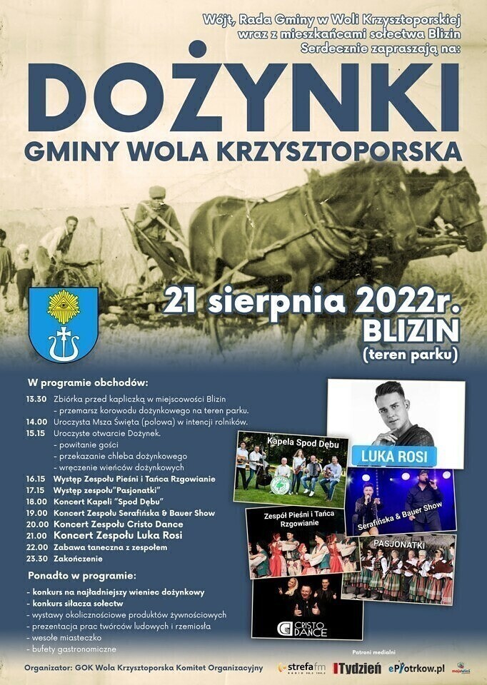 Wola Krzysztoporska zaprasza na dożynki w Blizinie