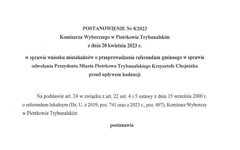 Znamy decyzję komisarza w sprawie referendum