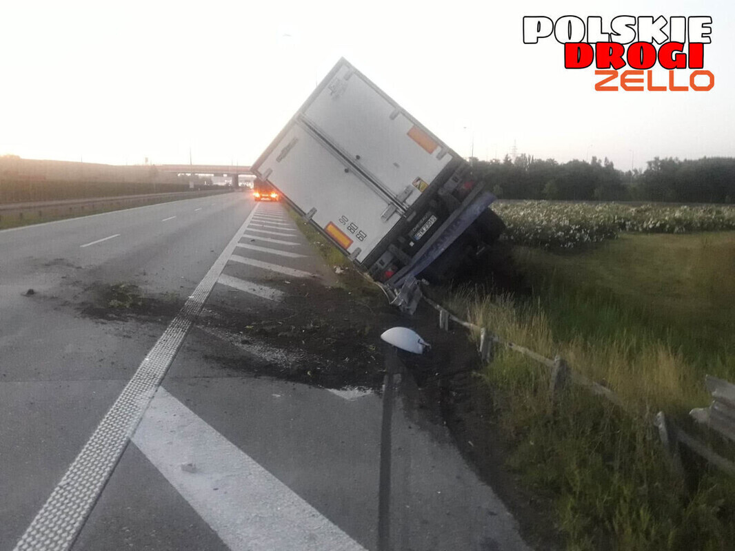 Przewrócony tir na S8