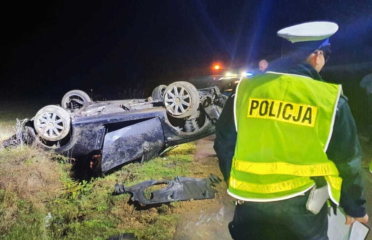 Dachowanie audi. Kierowca był pijany