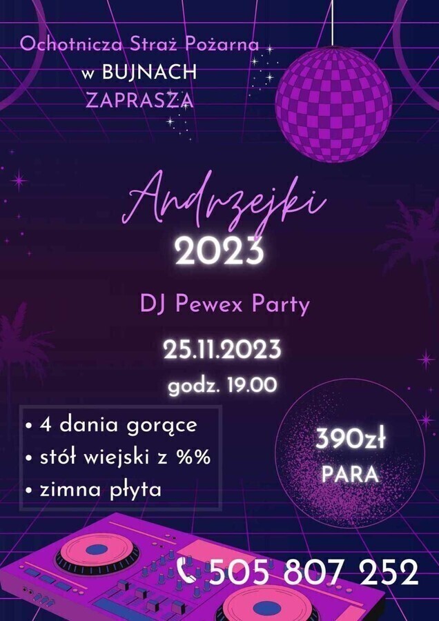 Na tradycyjną imprezę andrzejkową zaprasza OSP Bujny. To już 25 listopada