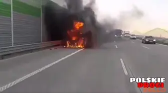 Ogień na A1 pod Piotrkowem