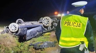 Dachowanie audi. Kierowca był pijany