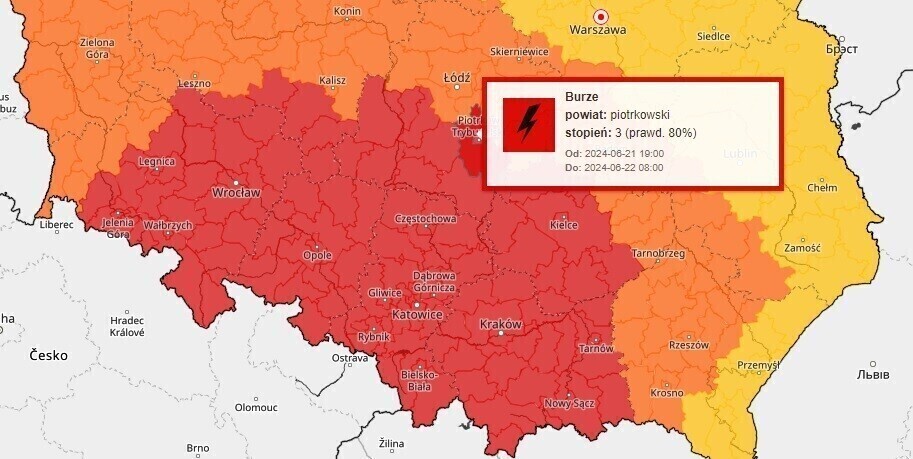 Możliwe burze w Piotrkowie i powiecie. IMiGW ostrzega