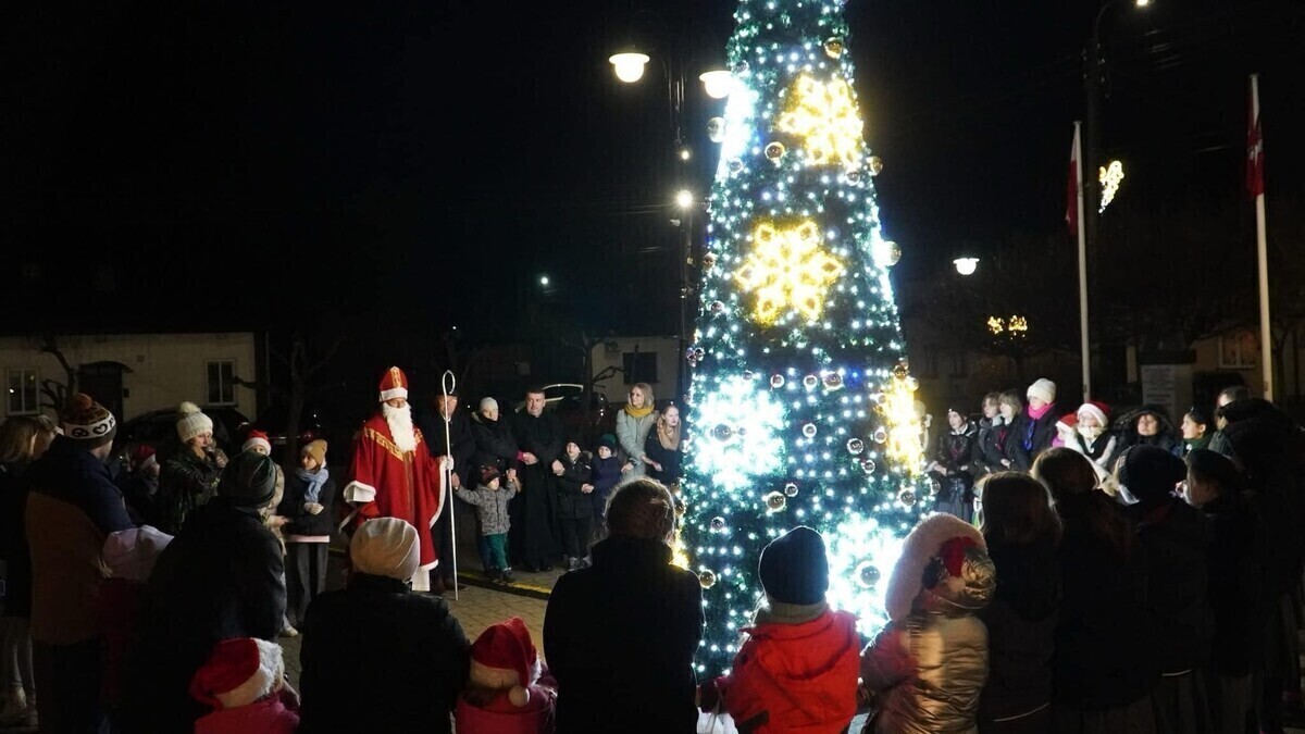 Pierwsza wolborska choinka zdobi plac Jagiełły