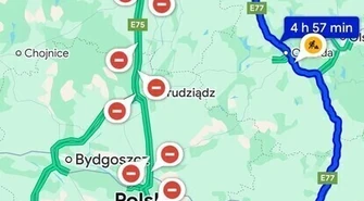 Autostrada A1 zamknięta - tak pokazują mapy Google