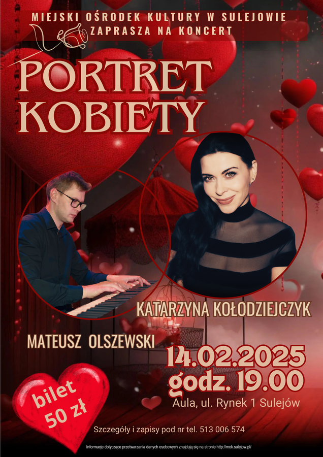 MOK w Sulejowie serdecznie zaprasza koncert walentynkowy pt. Portret Kobiety