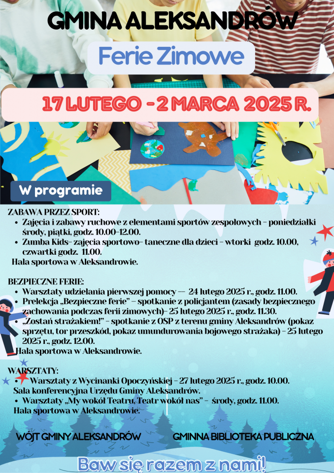 Gmina Aleksandrów zaprasza na ferie