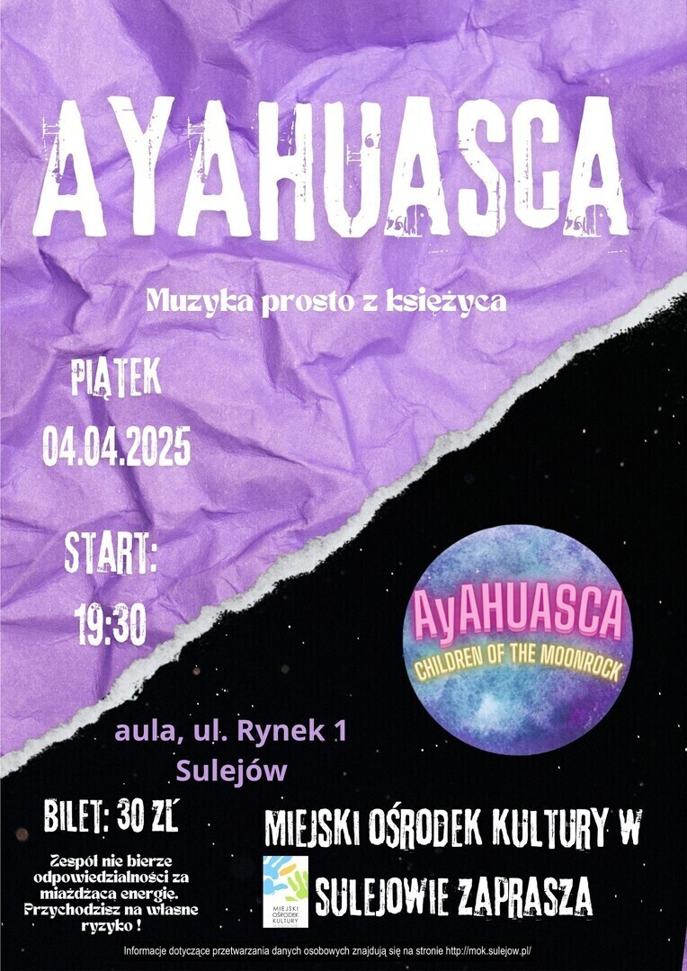 Koncert AYAHUASCA w Sulejowie 4 kwietnia