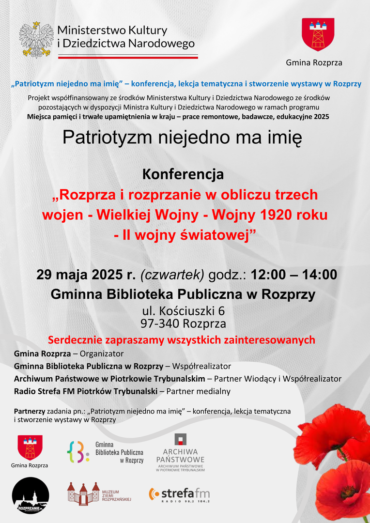 Patriotyzm niejedno ma imię konferencja historyczna w Rozprzy