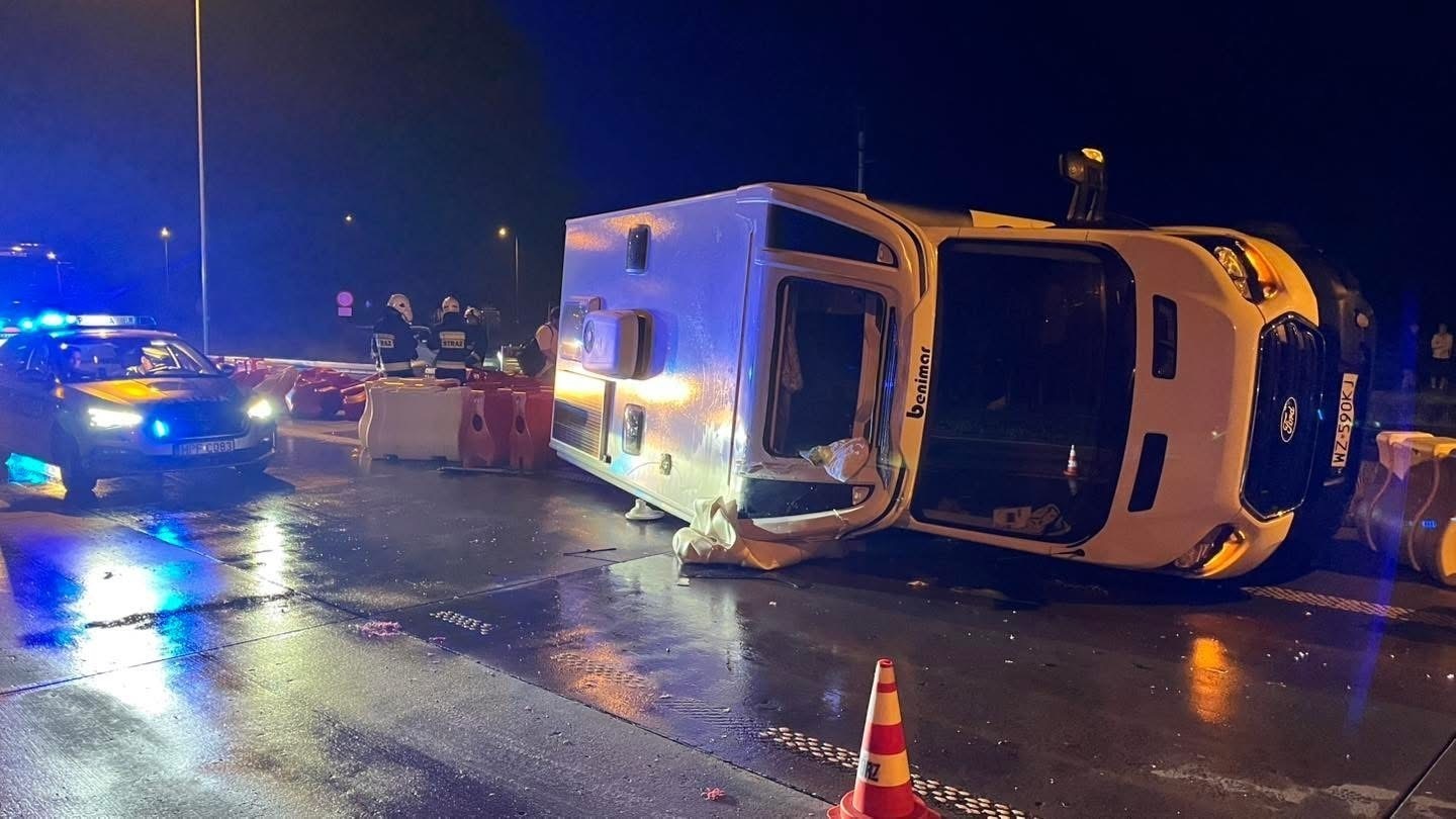 Kolizja na S8 pod Wolborzem. Przewrócony kamper. To kolejne zdarzenie w tym miejscu