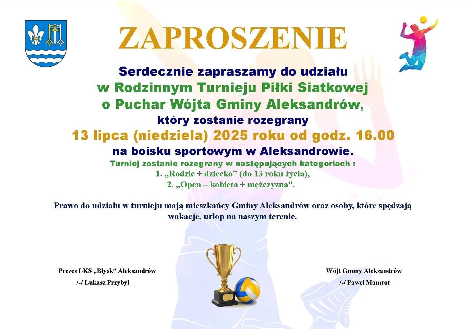 Rodzinny Turniej Siatkówki w Aleksandrowie w lipcu