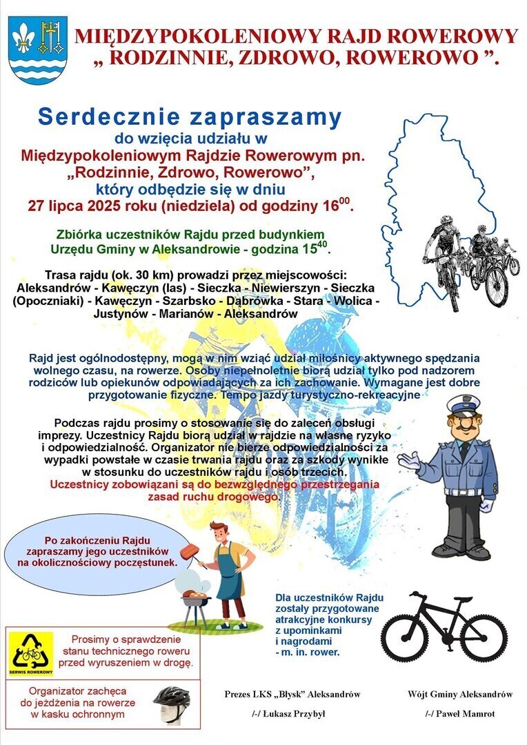 Rajd rowerowy Rodzinnie Zdrowo Rowerowo już 27 lipca w Aleksandrowie
