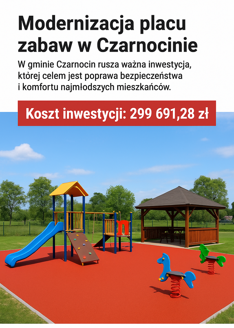 Modernizacja placu zabaw w Czarnocinie inwestycja dla najmłodszych mieszkańców