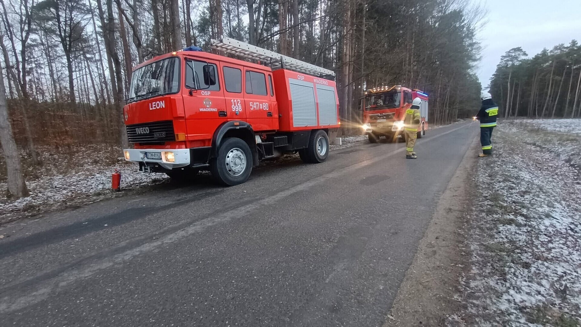 Pożar minivana w lesie. Auto doszczętnie spłonęło