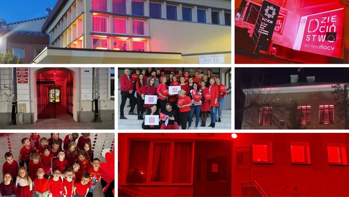 Piotrków i region w czerwieni. Samorządy, szkoły i instytucje włączyły się w kampanię „Dzieciństwo bez przemocy”