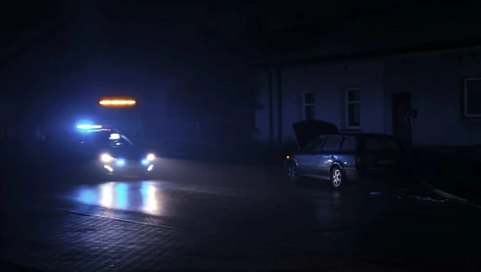 Skoda uderzyła w słup energetyczny na DK12. Kierowca porzucił pojazd