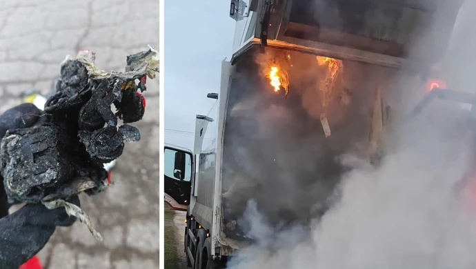 Mogło skończyć się tragedią. Akumulator w śmieciach doprowadził do pożaru śmieciarki