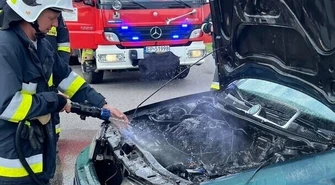 Pożar samochodu w Lubiatowie. Paliła się Skoda Octavia