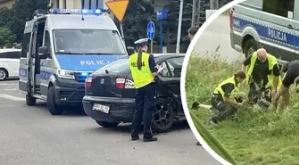 Piotrków Trybunalski: pościg policji ulicami miasta – kierowca rozbił auto i uciekał pieszo. Miał sądowy zakaz prowadzenia i był poszukiwany listem gończym