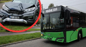 Zderzenie osobówki z autobusem MZK