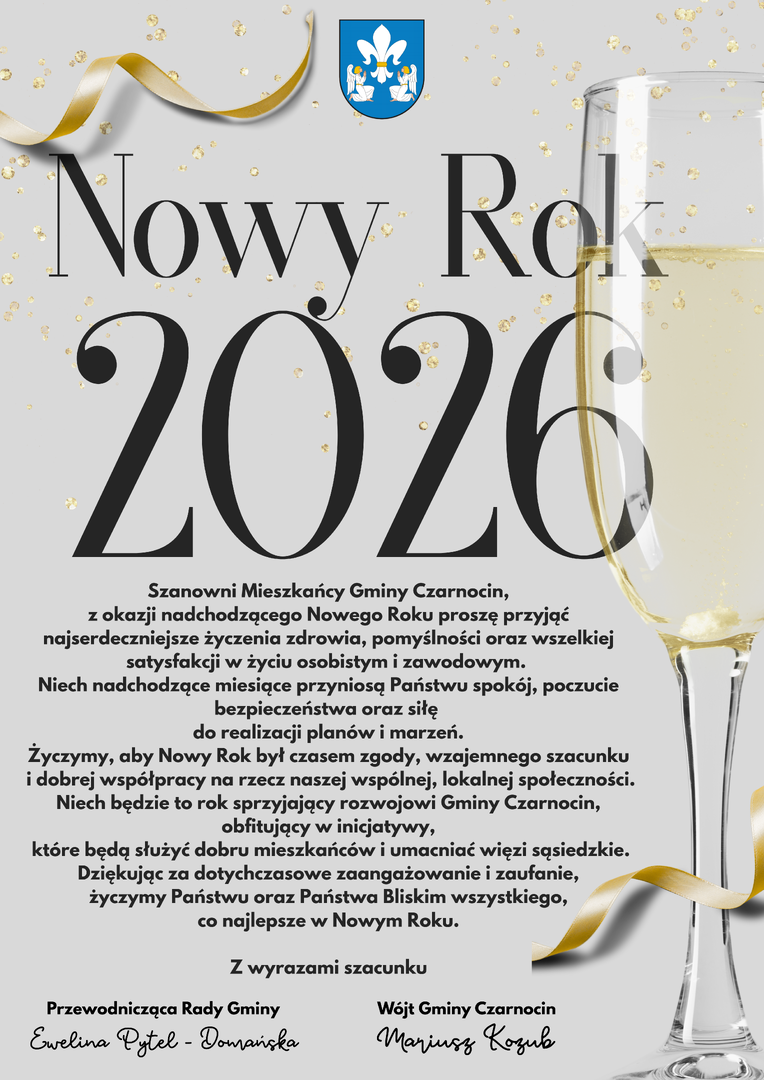 Noworoczne życzenia dla mieszkańców Gminy Czarnocin na 2026 rok