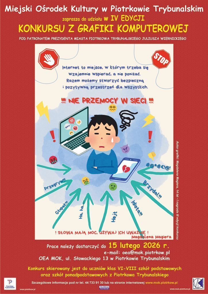 IV edycja konkursu NIE przemocy w sieci zaproszenie dla uczniów Piotrkowa Trybunalskiego