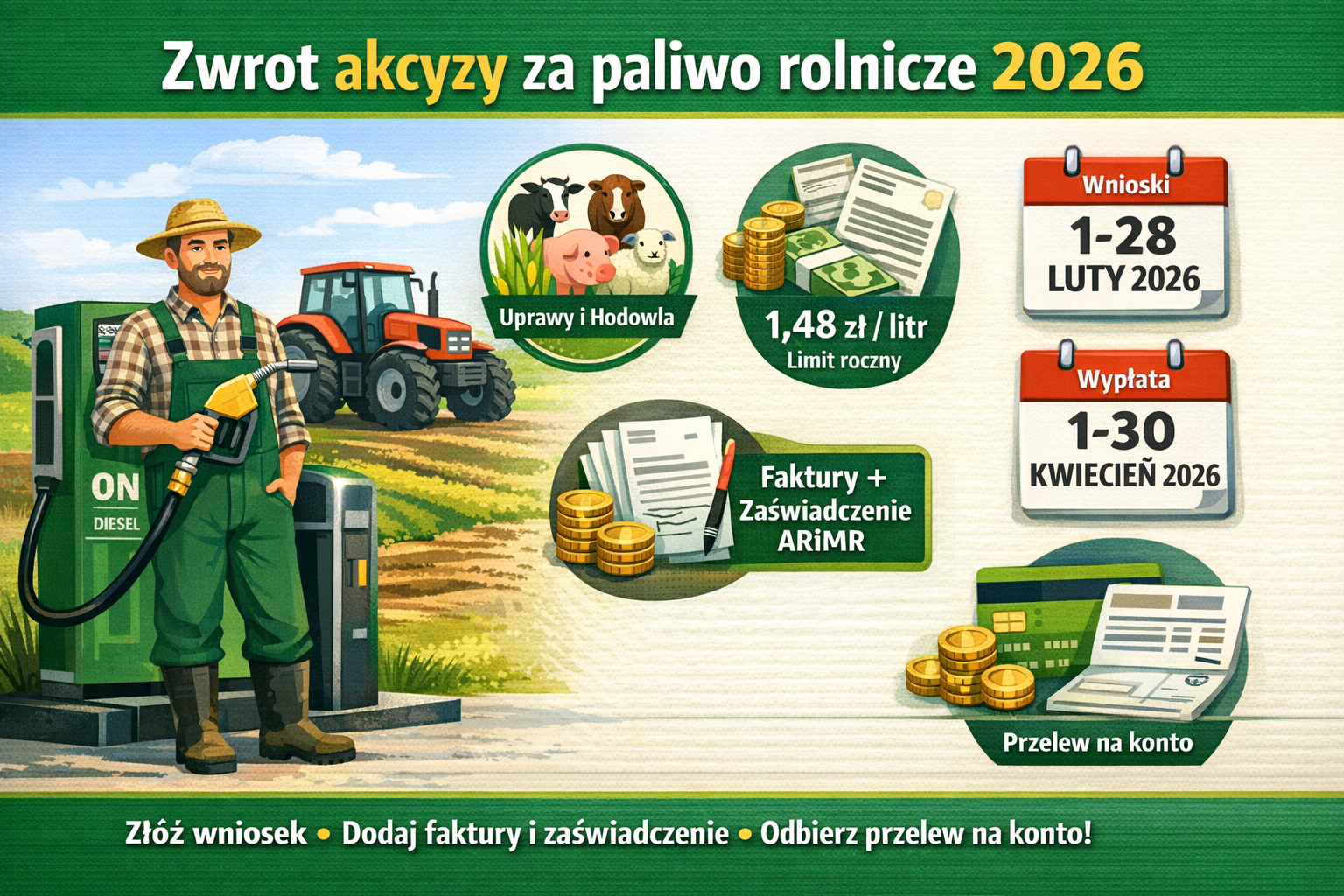 Zwrot akcyzy za paliwo rolnicze w 2026 roku co trzeba wiedzieć