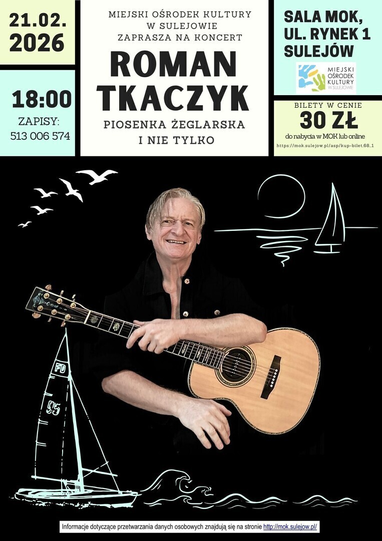 Piosenka żeglarska i nie tylko zapraszamy na koncert Romana Tkaczyka