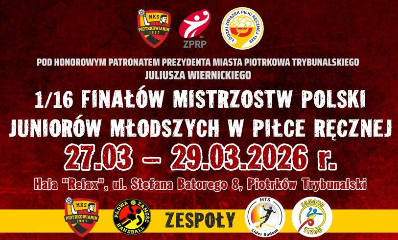 116 finału MP juniorów młodszych piłki ręcznej w Piotrkowie