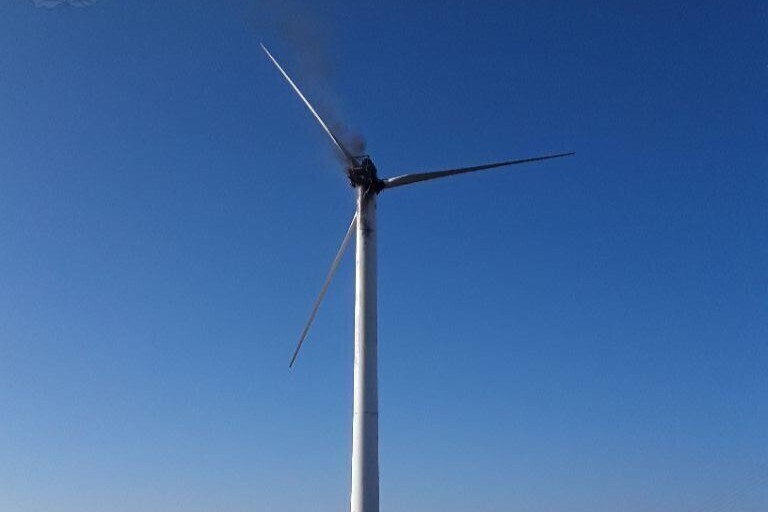 Pożar turbiny wiatrowej w gminie Czarnocin