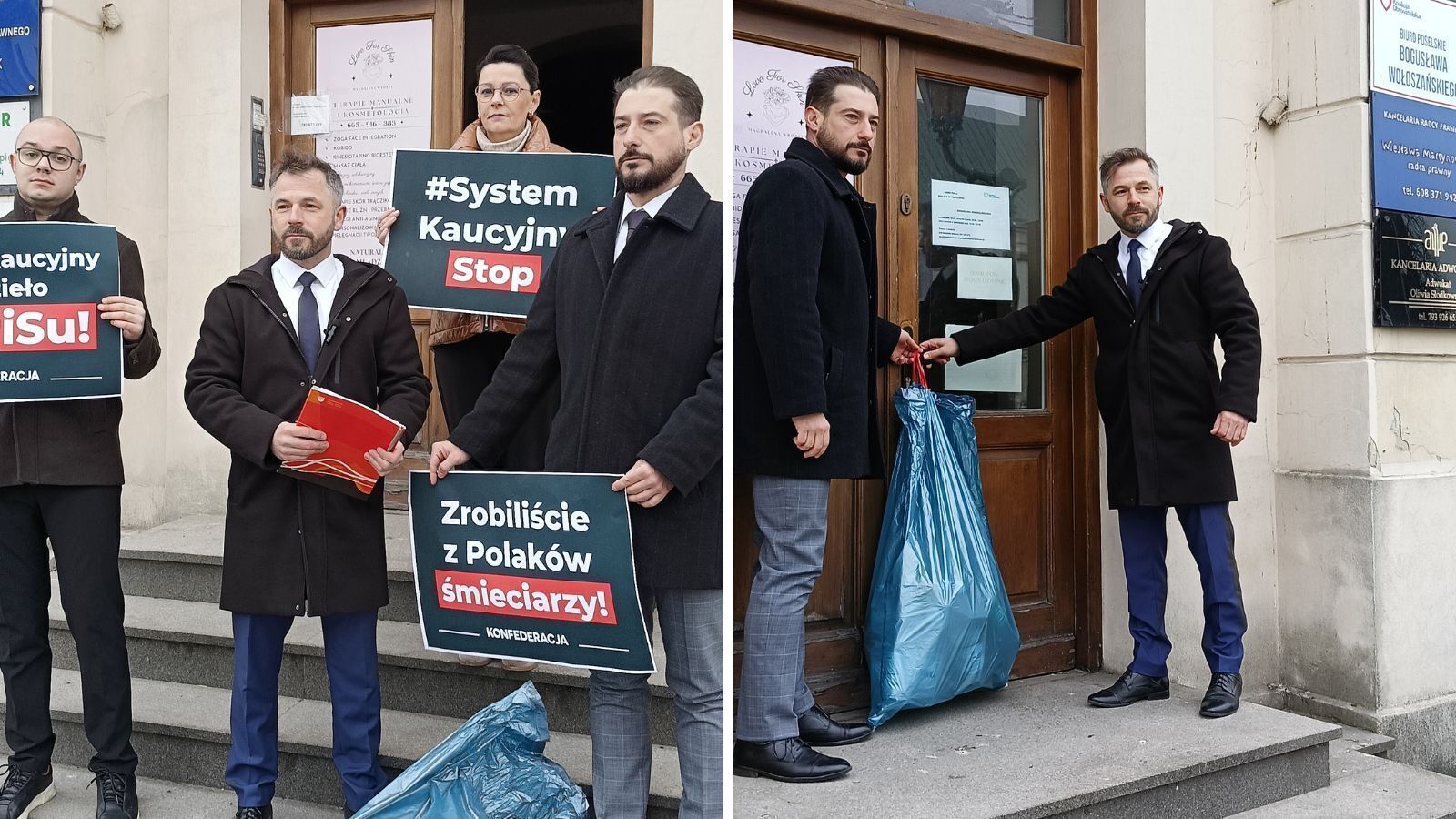 Przedstawiciele Nowej Nadziei w Piotrkowie protestowali przeciwko systemowi kaucyjnemu
