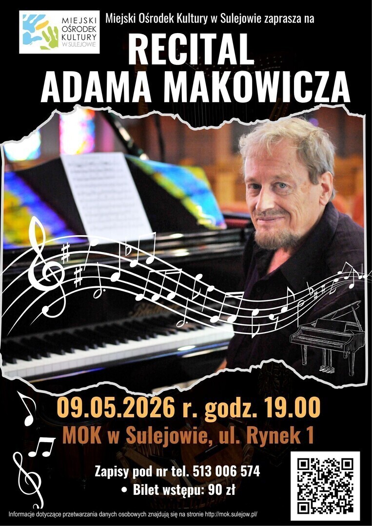 Już 9 maja recital fortepianowy Adama Makowicza w MOK Sulejów
