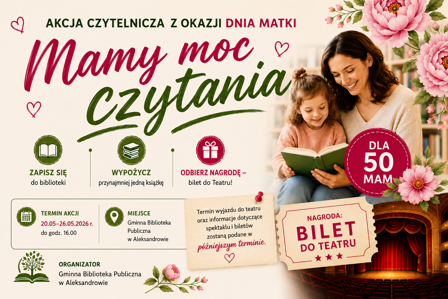 Gmina Aleksandrów zaprasza mamy do wspólnego czytania
