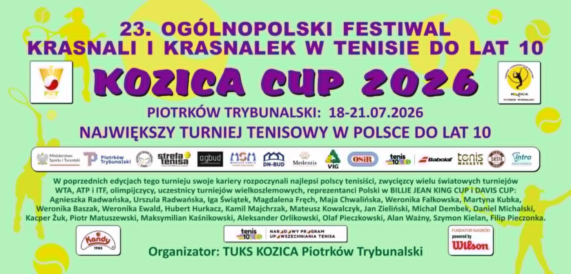 Turniej Tenisowy Dzieci w Piotrkowie to miejsce sukcesów przyszłych gwiazd tenisa