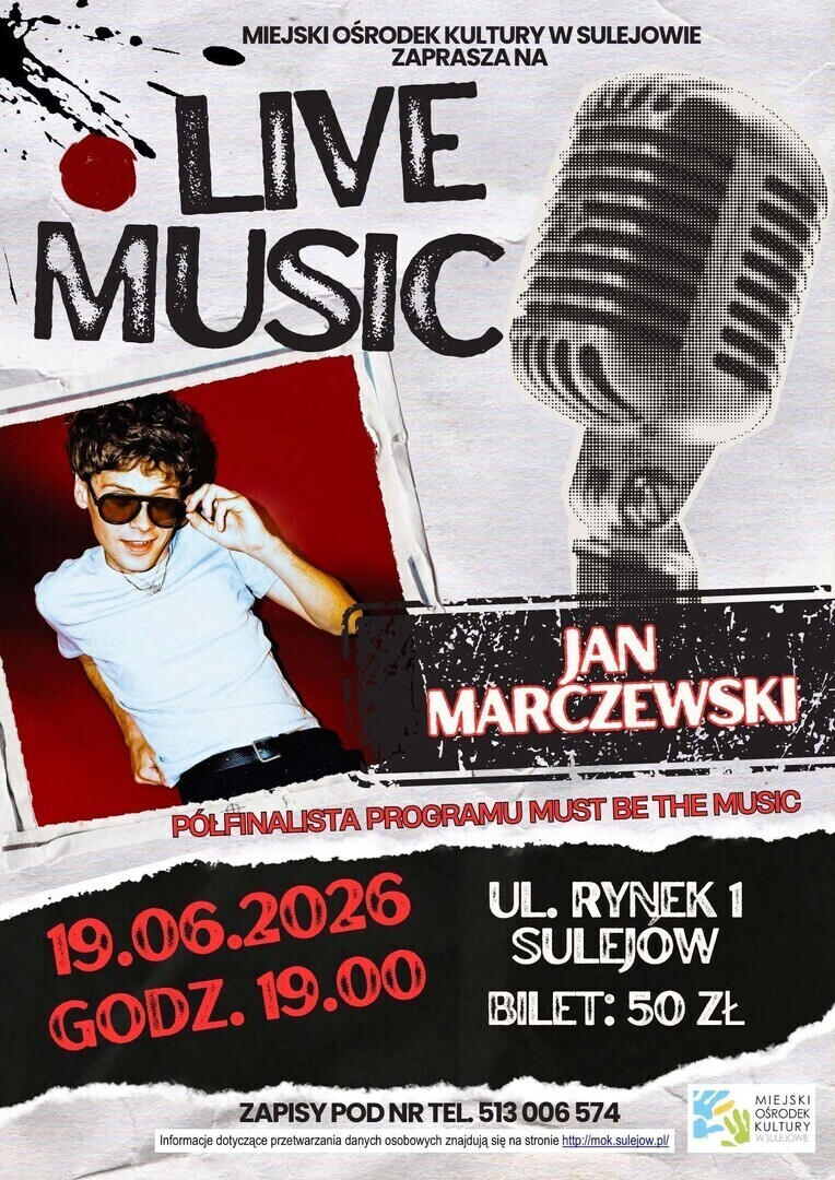 Młody talent Jan Marczewski znany z Must Be The Music wystąpi na żywo w Sulejowie
