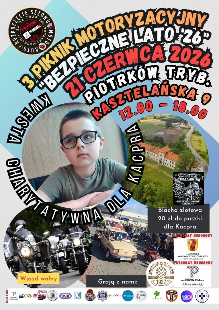 3 piknik motoryzacyjny Bezpieczne lato 26. Kwesta charytatywna dla Kacpra z Piotrkowa Trybunalskiego